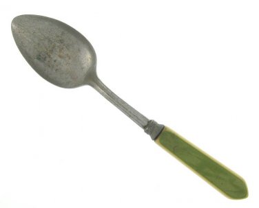 Rusty Spoon Green Yellow Handle Altered Art Crafts Vintage Worn Flatware