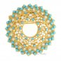 Aquarius Brooch Pin Earrings Coventry Turquoise Rhinestone Gold 60s Retro Mod Jewelry Set