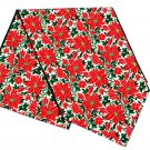 Vera Neumann Christmas Poinsettia Table Cloth Runner Vintage Holiday Decor Linen 86 x 14  Mantle