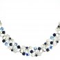 Lisner Rhinestone Necklace Earrings Aurora Borealis Blue Silver Vintage Fashion Jewelry Designer