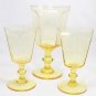 Lenox Antique Wine Glass Water Goblet Yellow Paneled Hand Blown Crystal NOS
