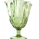 Fenton Colonial Green Handkerchief Vase Fluted Thumbprint Large 8 Inch 60s 80s