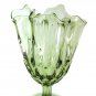 Fenton Colonial Green Handkerchief Vase Fluted Thumbprint Large 8 Inch 60s 80s