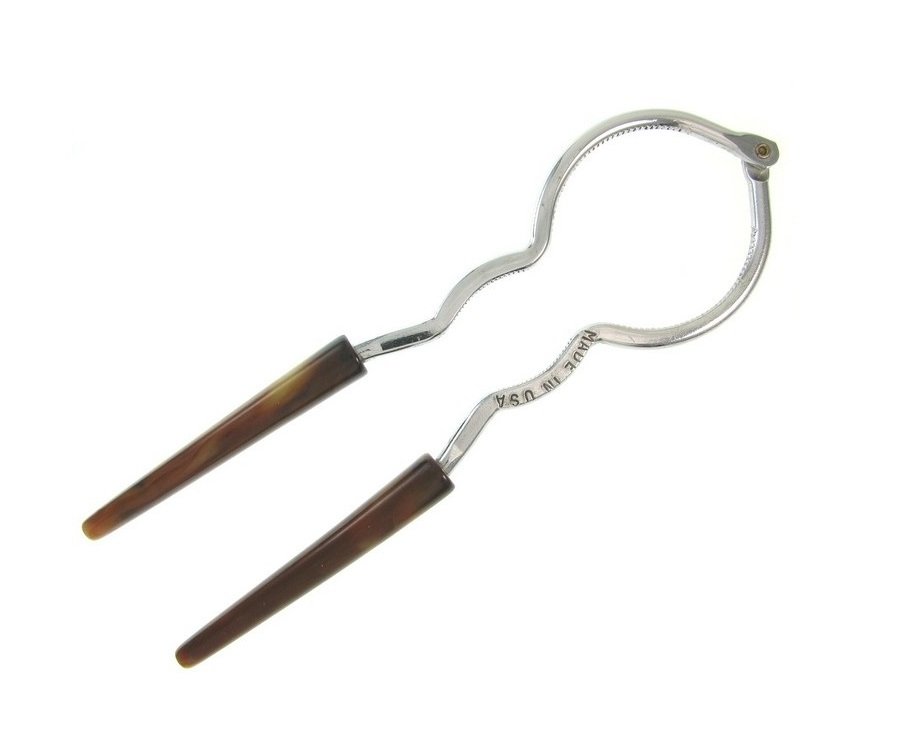 Bakelite Handle Jar Bottle Opener USA Stainless Marble Brown Caramel Vintage Retro Kitchen Bar