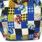 Vintage Wood Handle Handbag Patchwork Printed Gingham Purse Blue Yellow Red Rose