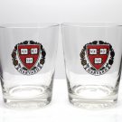 Harvard University Bar Glasses Veritas Logo Drink Beverage Club Barware Set 2