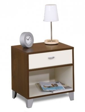 1 Drawer Night Stand Bedside Table with Storage Bookshelf