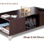 Espresso Living Room Console Coffee Table w/ Serving Tray & Storage Areas