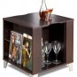 Espresso Living Room Console End Table w/ Serving Tray & Storage Areas