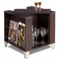 Espresso Living Room Console End Table w/ Serving Tray & Storage Areas