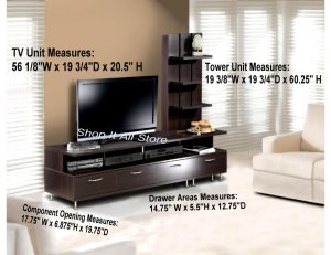 Plasma / LCD / DLP TV Stand Base Storage Espresso Entertainment Center