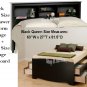 Black Queen Size 12 Drawer Platform Storage Bed + Queen Bookcase Storage Headboard