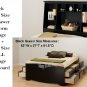 Black Queen Size 12 Drawer Platform Storage Bed + TALL Queen Bookcase Storage Headboard