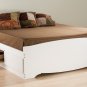 WHITE Double/Full Size Platform Storage Bed + Headboard + Night Stand Package