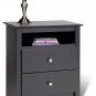 BLACK Double/Full Size Platform Storage Bed + Headboard + Night Stand Package