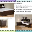 ESPRESSO Double/Full Size Platform Storage Bed + Headboard + Night Stand Package
