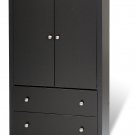 Black Bedroom Armoire / Entertainment Center w/ 2-Storage Drawers