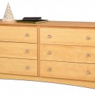 Maple Six (6) Drawer Bedroom Clothes Dresser Cabinet Chest