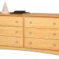 Maple Six (6) Drawer Bedroom Clothes Dresser Cabinet Chest