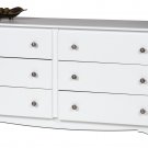 White Six (6) Drawer Bedroom Clothes Dresser Cabinet Chest
