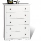 White Bedroom 5-Drawer Clothes Dresser Chest of Drawers