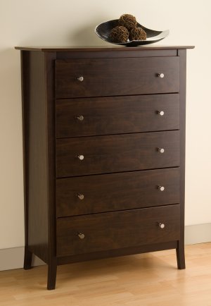 Espresso Five 5 Drawer Clothes Storage Bedroom Dresser