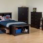 Black Twin Captains Platform Storage Bed 3 Drawer Dresser Kids Clothes