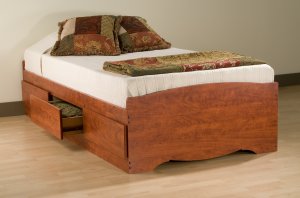Cherry Twin Captains Platform Storage Bed 3 Drawer Dresser Kids Clothes