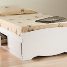 White Twin Captains Platform Storage Bed 3 Drawer Dresser Kids Clothes