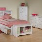 White Twin Captains Platform Storage Bed 3 Drawer Dresser Kids Clothes