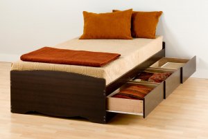 Espresso Twin Captains Platform Storage Bed 3 Drawer Dresser Kids Clothes
