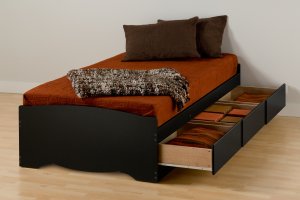 Black Twin XL Captains Platform Storage Bed 3 Drawer Dresser Kids Clothes