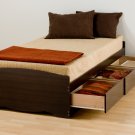 Espresso Twin XL Captains Platform Storage Bed 3 Drawer Dresser Kids Clothes