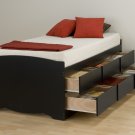 Black Tall Twin Captains Platform Storage Bed 6 Drawer Dresser Kids Clothes
