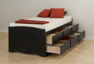 Black Tall Twin Captains Platform Storage Bed 6 Drawer Dresser Kids Clothes