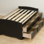 Black Tall Twin Captains Platform Storage Bed 6 Drawer Dresser Kids Clothes