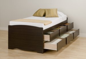 Espresso Tall Twin Captains Platform Storage Bed 6 Drawer Dresser Kids Clothes