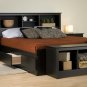 Black Double / Full Size Platform Storage Bed w/ Built in Clothes Dresser
