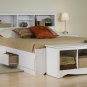 White Double / Full Size Platform Storage Bed w/ Built in Clothes Dresser