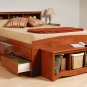 Cherry Tall 12 Drawer Double / Full Size Platform Storage Bed w/ Built in Dresser