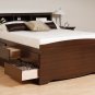 Espresso Tall 12 Drawer Double / Full Size Platform Storage Bed w/ Built in Dresser