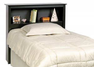 Black Twin Size Bed Storage Bookcase Headboard Bookcase
