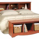 Cherry Queen / Double / Full Size Bed Storage Bookcase Headboard