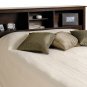 Espresso Queen / Double / Full Size Bed Storage Bookcase Headboard