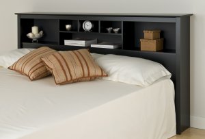 Black King Size Bed Storage Bookcase Headboard