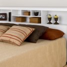 White King Size Bed Storage Bookcase Headboard
