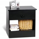 Black One (1) Drawer Night Stand Bed Storage Table Chest