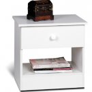 White One (1) Drawer Night Stand Bed Storage Table Chest