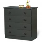 Black Bedroom Four (4) Drawer Chest Dresser Storage Clothes Organizer