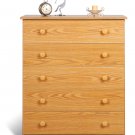 Oak Bedroom Five (5) Drawer Chest Dresser Storage Clothes Organizer